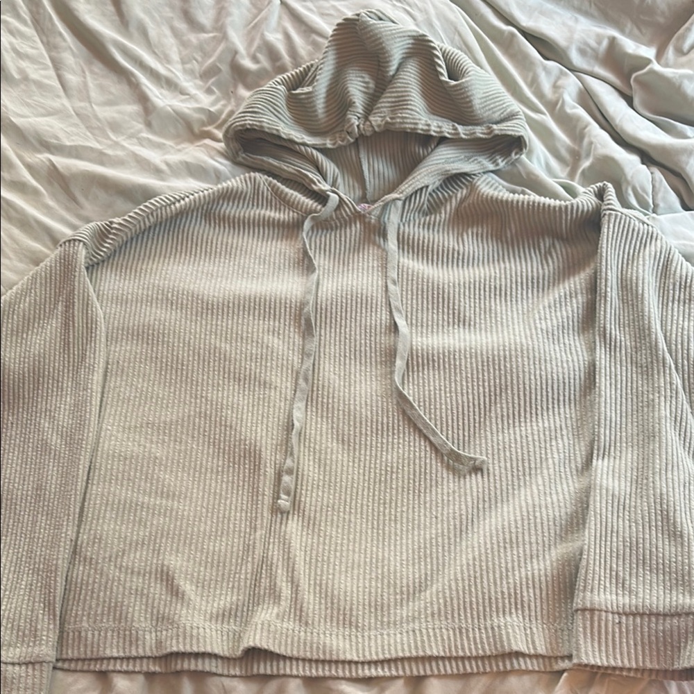 Ribbed Hoodie in Light Green